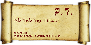 Páhány Titusz névjegykártya